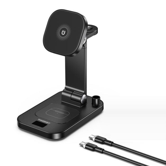Threekey - 4-in-1 Trådlös Laddare Magsafe 15W iPhone, Apple Watch, AirPods/Apple Stylus