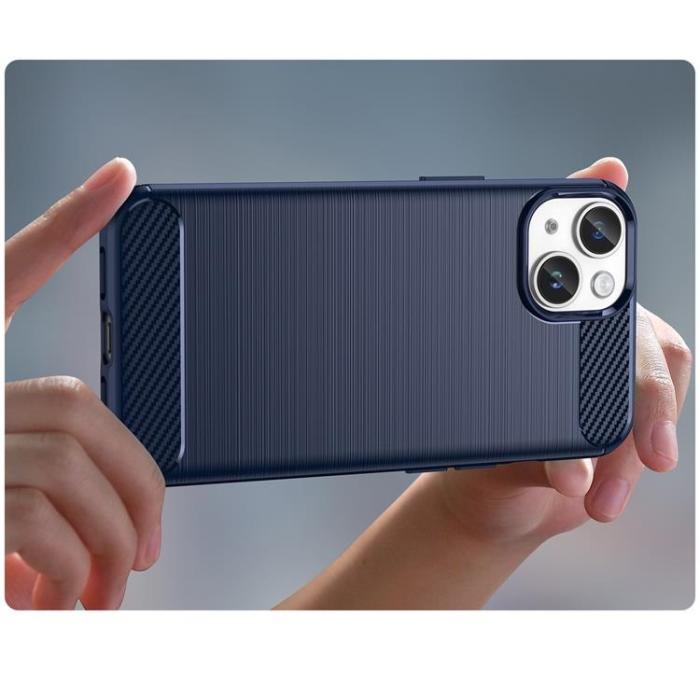 OEM - iPhone 15 Plus Mobilskal Carbon Flexible - Blå