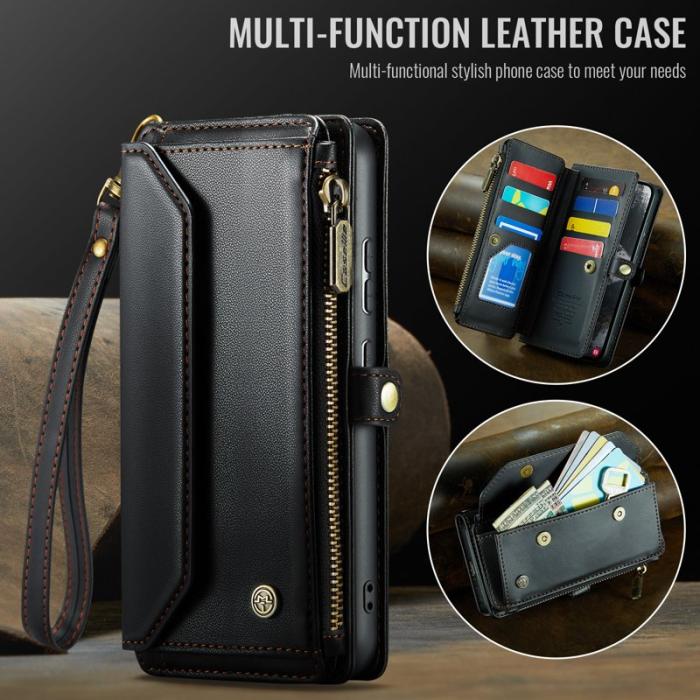 Caseme - CASEME Plånboksfodral Konstläder för Samsung Galaxy S25 Edge - Svart