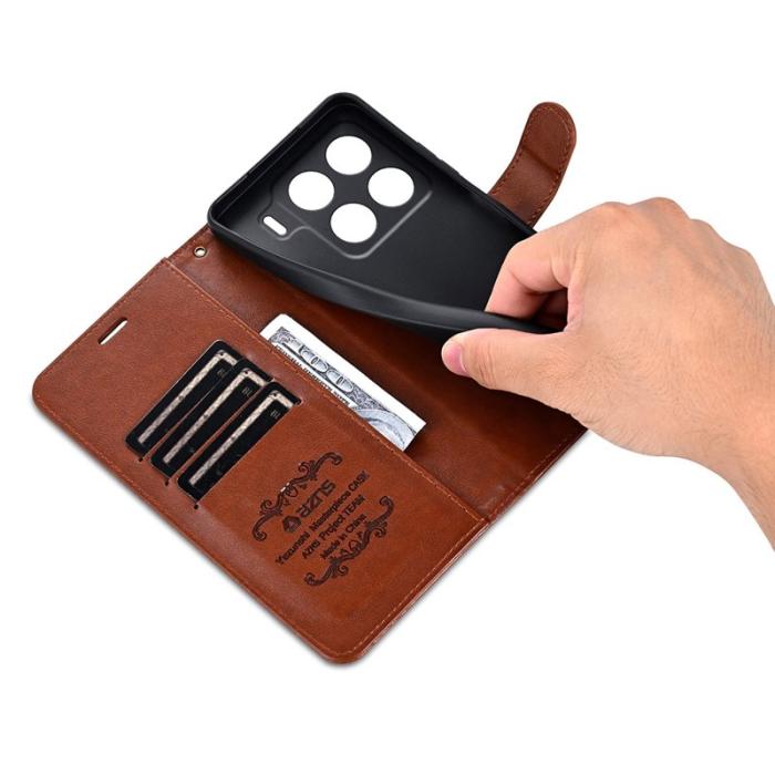 AZNS - AZNS Xiaomi 15 Pro Plånboksfodral Anti-Scratch Konstläder - Brun