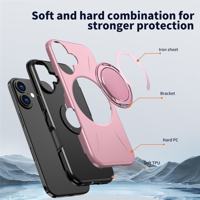 A-One Brand - iPhone 17 Mobilskal MagSafe Rotating Kickstand - Rosa