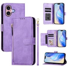 A-One Brand - iPhone 16 Plus Plånboksfodral Zipper Pocket Läder - Lila