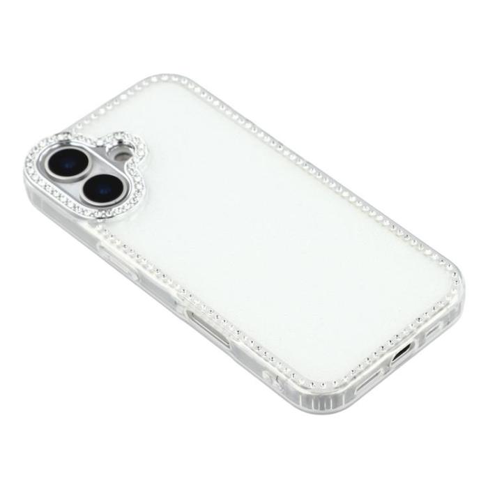 A-One Brand - iPhone 17 Mobilskal Rhinestone Edge - Glitter Vit