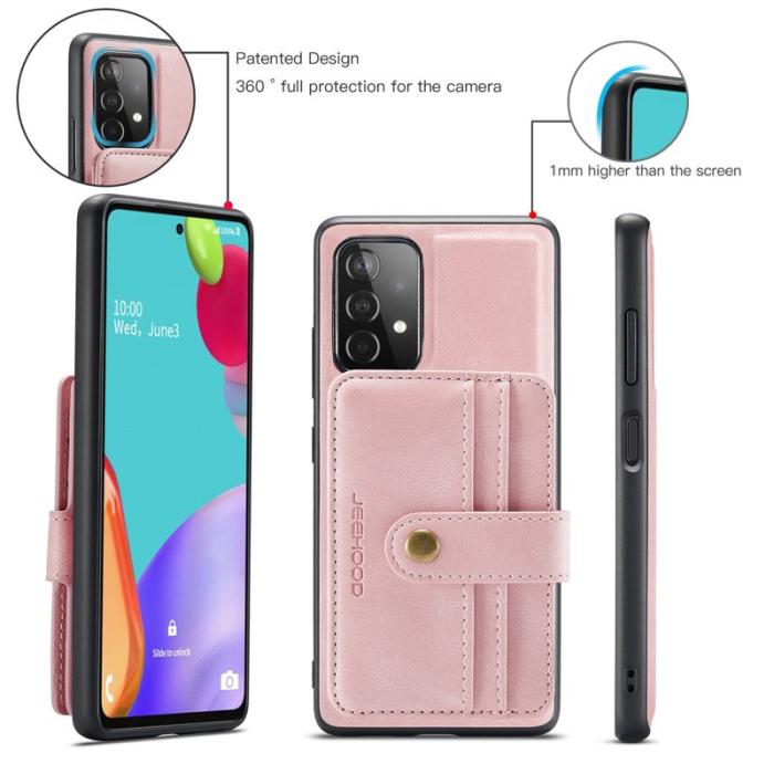 JEEHOOD - JEEHOOD Samsung Galaxy A52 4G/5G Plånboksfodral Konstläder Rosa