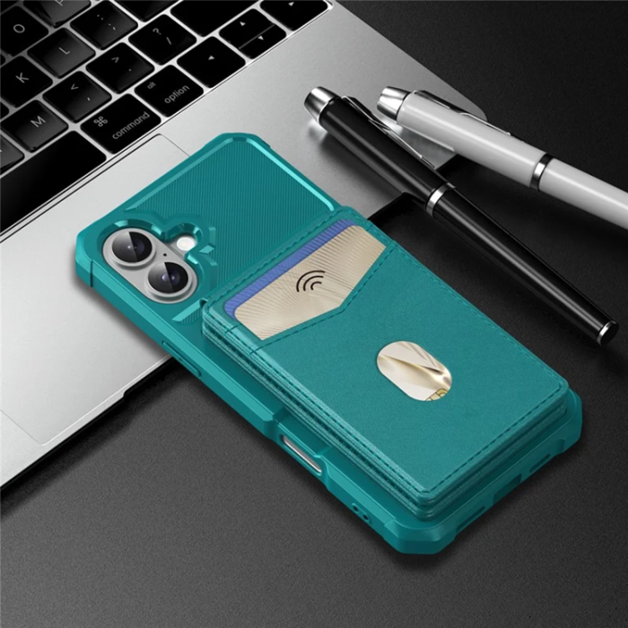 A-One Brand - iPhone 17 Mobilskal Magsafe Korthållare Detachable - Grön