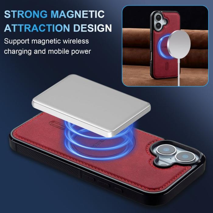 LC.imeeke - LC.IMEEKE L6 iPhone 16 Plus Fodral KonstLäder - Röd