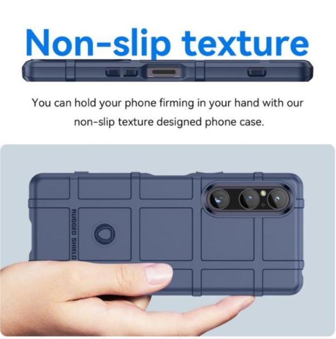 A-One Brand - Sony Xperia 1 V Mobilskal Rugged Square Grid - Blå