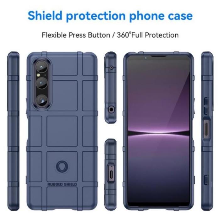 A-One Brand - Sony Xperia 1 V Mobilskal Rugged Square Grid - Blå