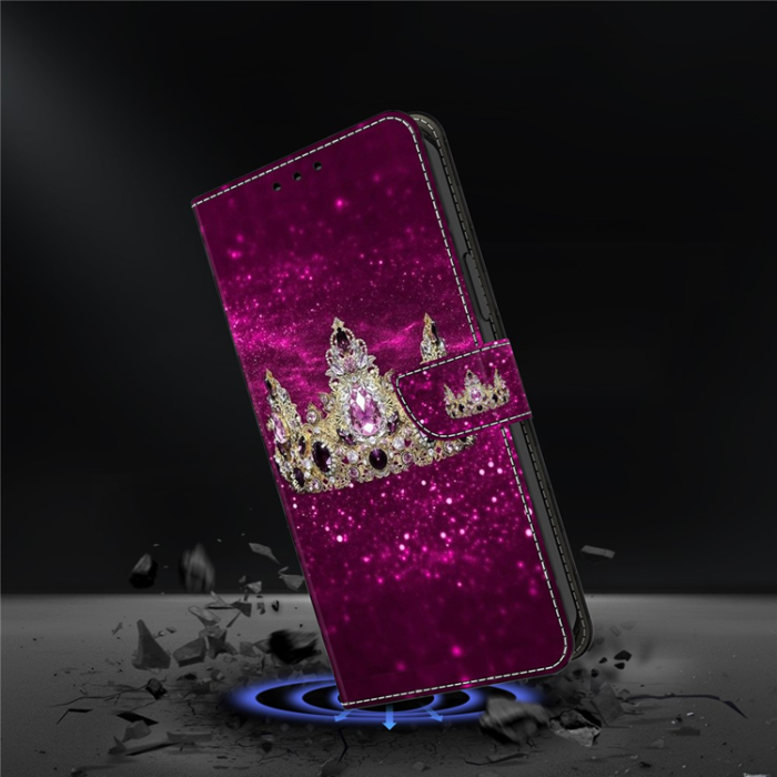 A-One Brand - Galaxy A17 5G Plånboksfodral Pattern Printing - Lila Diamond Crown