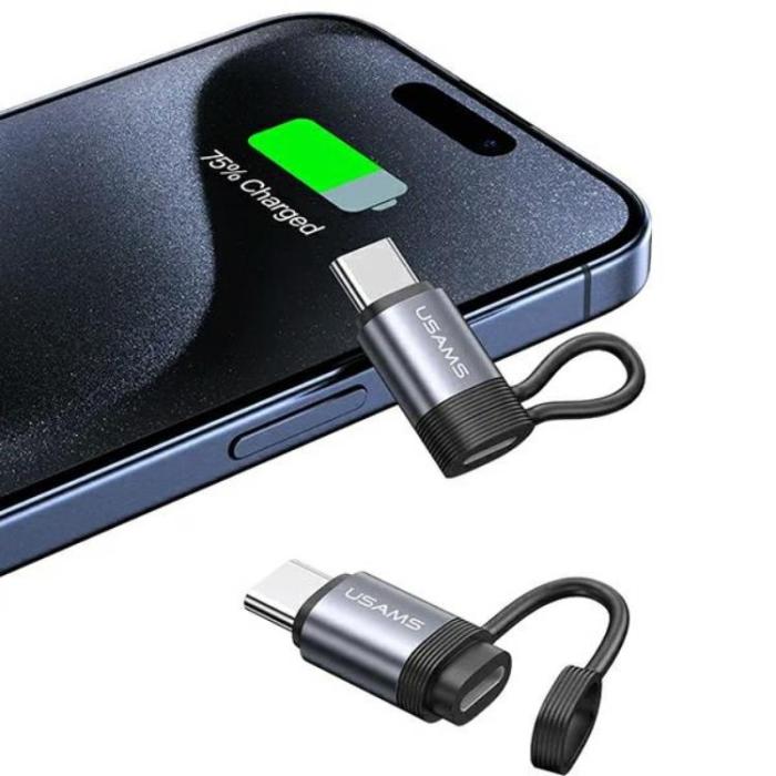 USAMS - USAMS Lightning till USB-C Adapter 30W AU17 - Stål