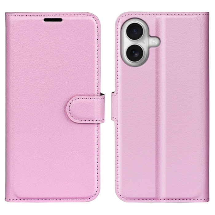 Amorus - AMORUS iPhone 17 Plånboksfodral Flipstativ Litchi - Rosa