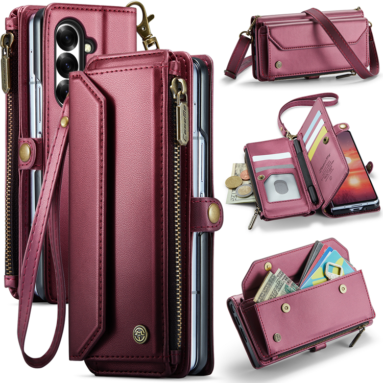 CASEME Galaxy Z Fold 7 Plånboksfodral Med Remmar - Röd | 2353 | AlltMobil
