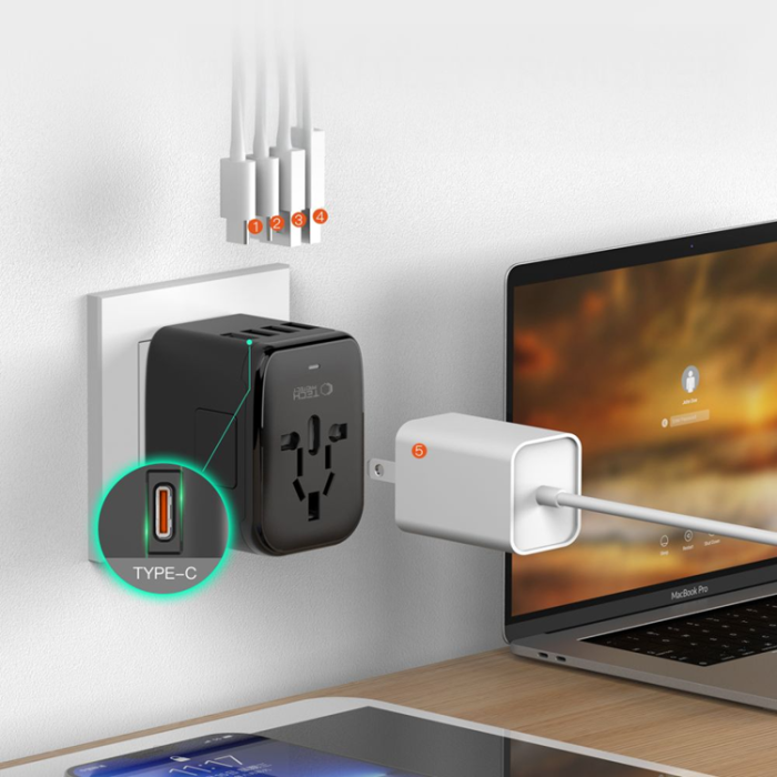 Tech-Protect - Tech-Protect Reseadapter EU/UK/US/AU TA200 - Svart