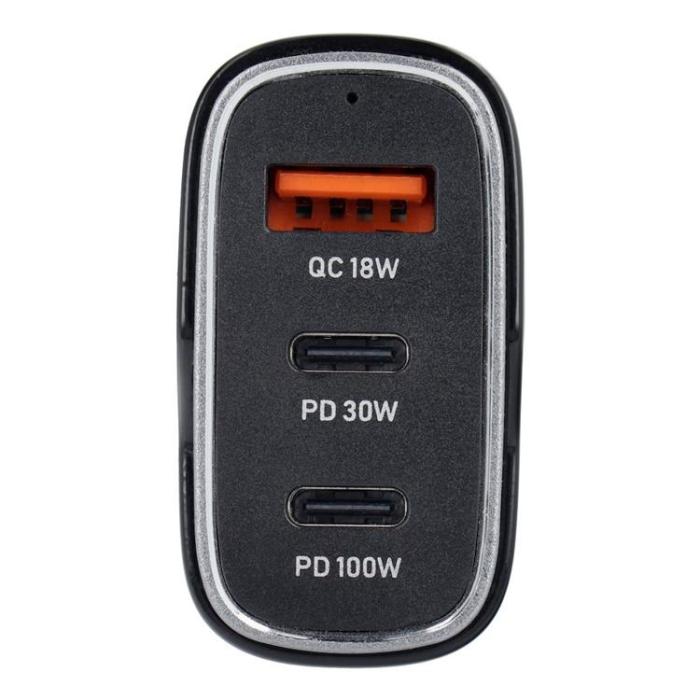 OEM - Billaddare USB-C USB QC/2x USB-C - Svart