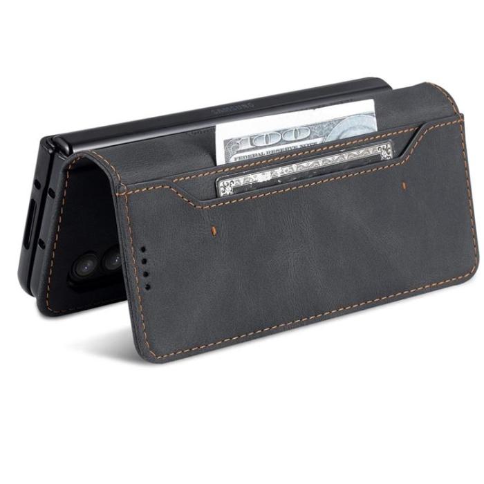 AZNS - AZNS Galaxy Z Fold 4 Plånboksfodral PU Läder Magnetic - Svart