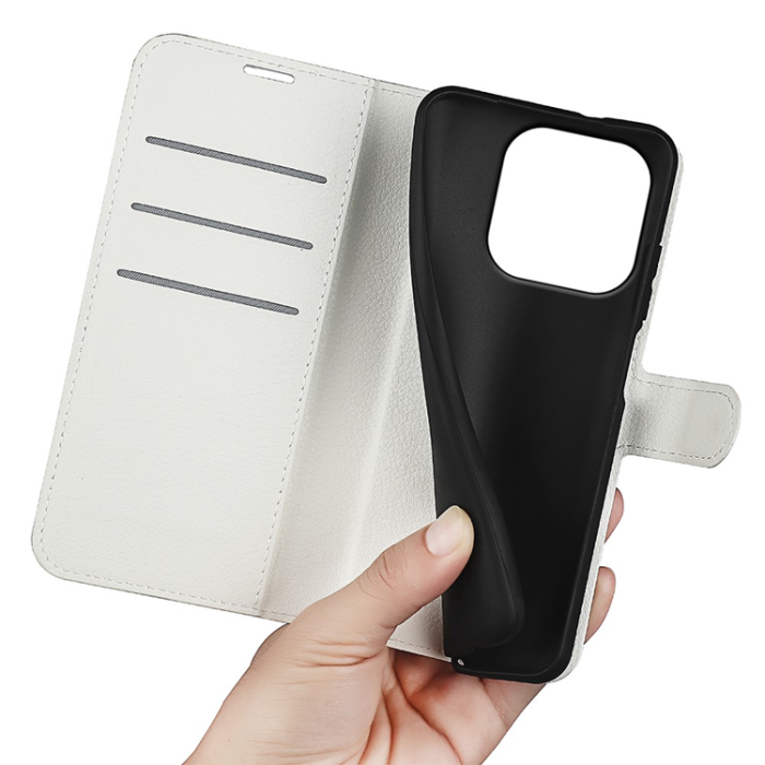 Amorus - AMORUS OnePlus 15 Plånboksfodral Litchi Shockproof - Vit