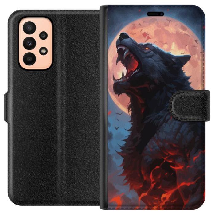 iSecrets - Plånboksfodral till Samsung Galaxy A23 med Ylande varg