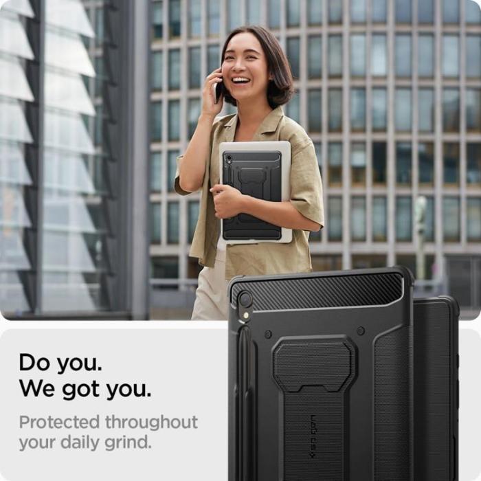 Spigen - Spigen Galaxy Tab S9 FE Plus Fodral Rugged Armor Pro - Svart