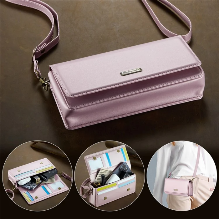 Caseme - CASEME Crossbody Väska RFID Blocking Me30 Max Läder - Rosa