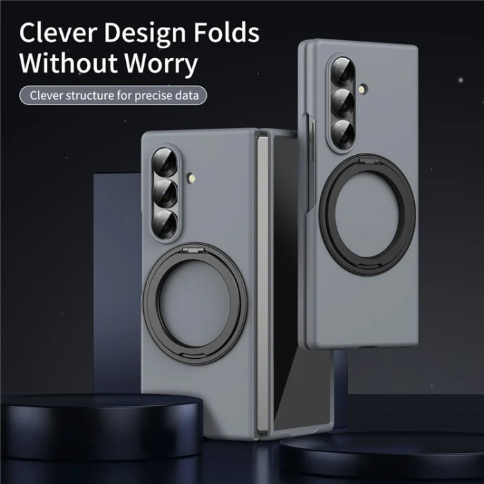 A-One Brand - Galaxy Z Fold7 5G Mobilskal Ring Kickstand Hård PC - Grå