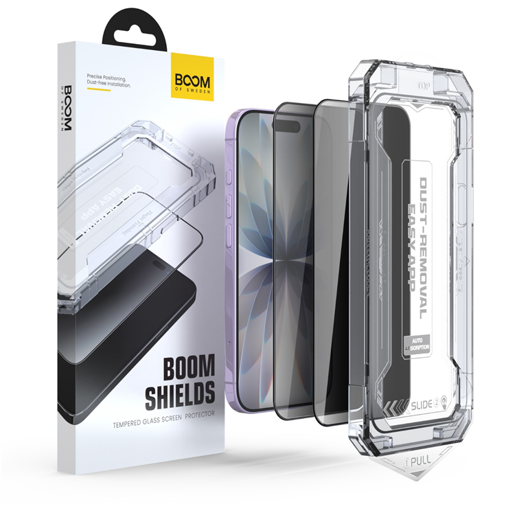LIVSTIDSGARANTI - BOOM iPhone 17/16 Pro Privacy Härdat Glas Skärmskydd 2st | 5468 | AlltMobil