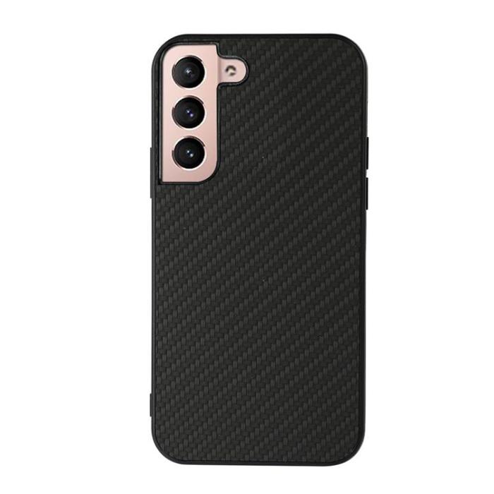 OEM - Carbon Fiber Läder Skal Galaxy S22 Plus 5G - Svart