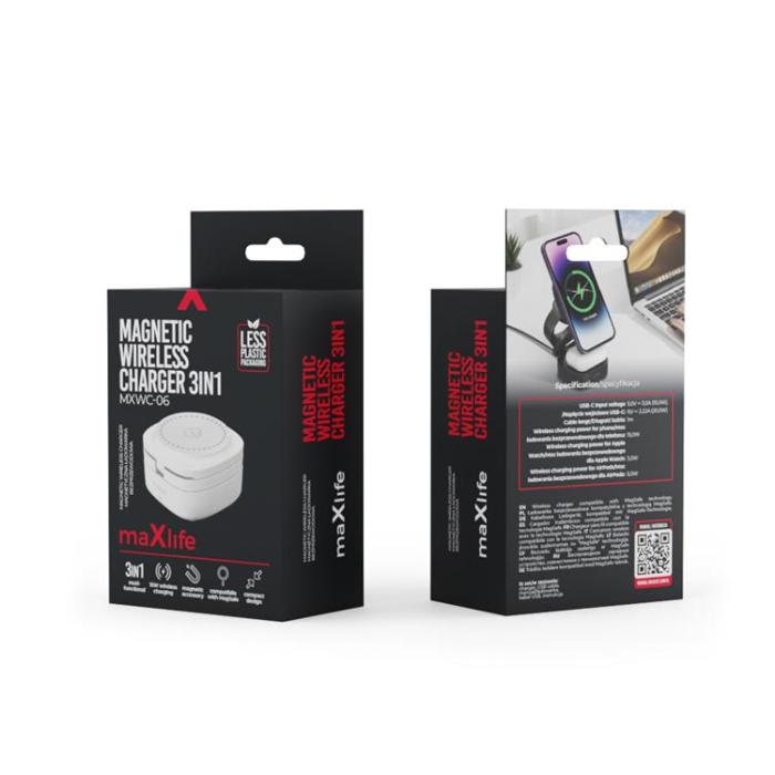 Maxlife - Maxlife 3-in-1 Trådlös Laddare Magnetisk 15W - Vit