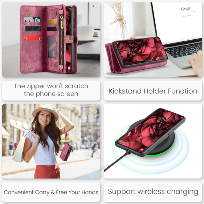 Caseme - CASEME Galaxy S25 Plus Ultra Plånboksfodral Med Rem - Röd