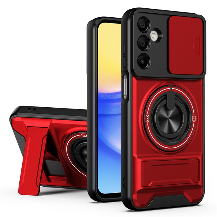 Galaxy A15 Mobilskal MagSafe med Camera Lens Slider Ringhållare (Röd) | 2353 | AlltMobil