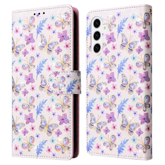 OEM - Samsung Galaxy S26, S26 Pro Plånboksfodral RFID Blommor Konstläder Fjäril Blomma