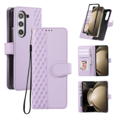 A-One Brand - Galaxy Z Fold7 Plånboksfodral 3D Rhombus Grid Imprinted - Lila