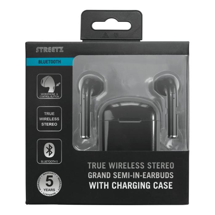 UTGATT1 - Streetz TWS-0007 True Wireless Grand semi-in-ear, fodral, Blk