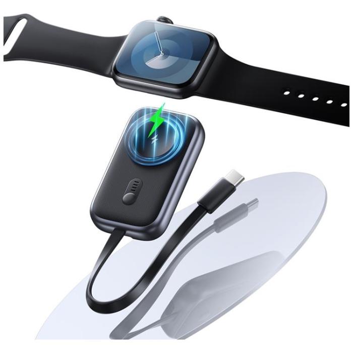 USAMS - USAMS Trådlös Laddare Apple Watch Med Powerbank 1200mAh - Titanium