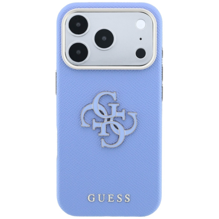 Guess - Guess Mobilskal För iPhone 18 Pro/17 Pro Grained & Big Resin Logo - Blå