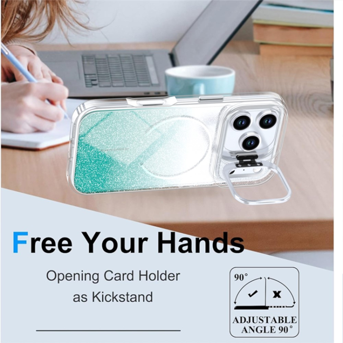 A-One Brand - iPhone 17 Pro Mobilskal MagSafe Shockproof Glitter Gradient - Blå