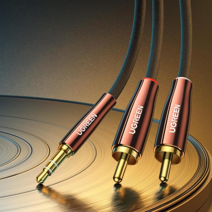 Ugreen - Ugreen Audio Kabel 3.5 mm Mini Jack Till 2RCA 2m - Koppar