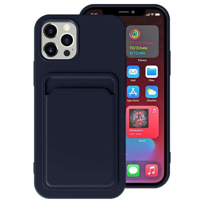 OEM - iPhone 15 Pro Mobilskal Korthållare Silikon - Blå