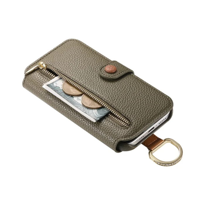 A-One Brand - iPhone 17 Pro Max Konstläder Plånboksfodral RFID-Skydd Zipper - Grön