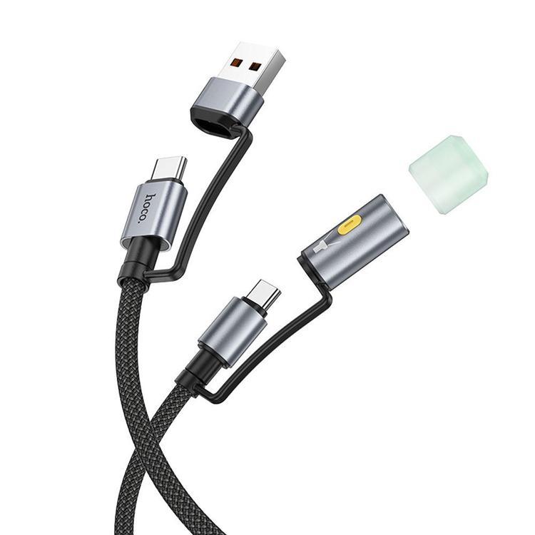 Hoco USB-A/USB-C Till USB-C LED-ljus 60W 3A Kabel 1.2m U138 - Svart | 3541 | AlltMobil
