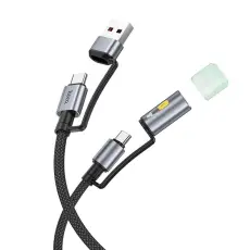 Hoco - Hoco USB-A/USB-C Till USB-C LED-ljus 60W 3A Kabel 1.2m U138 - Svart