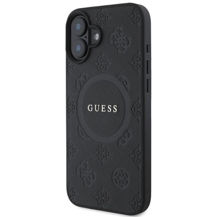 Guess - Guess iPhone 16 Mobilskal Magsafe Saffiano Peony Classic Logo - Svart