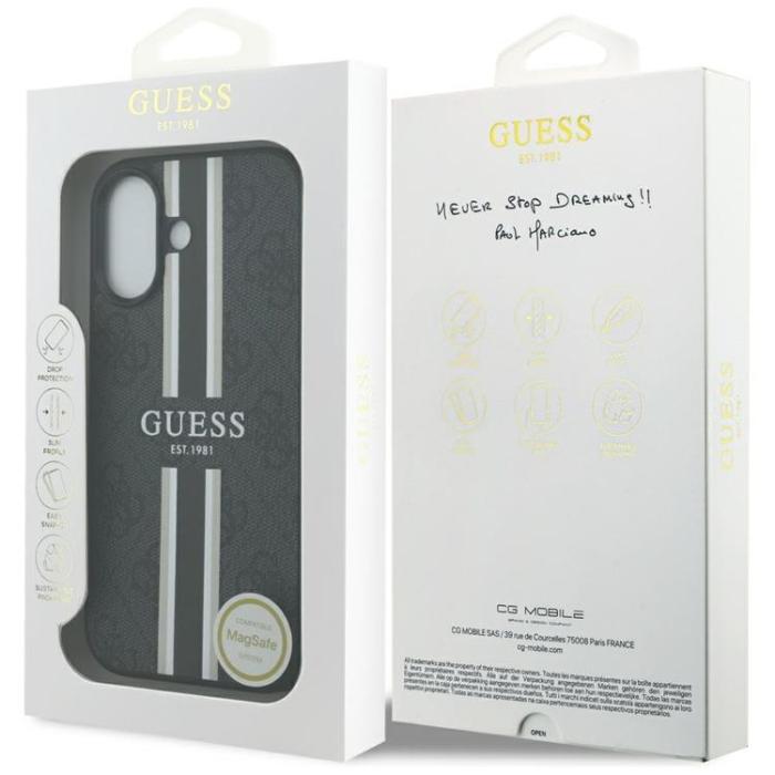 Guess - Guess iPhone 17 Mobilskal MagSafe 4G Printed Stripes - Svart