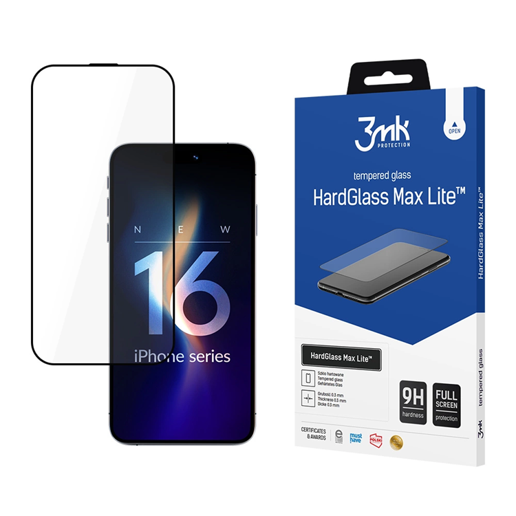 3mk iPhone 16e Härdat Glas Skärmskydd Max Lite - Svart | 5468 | AlltMobil