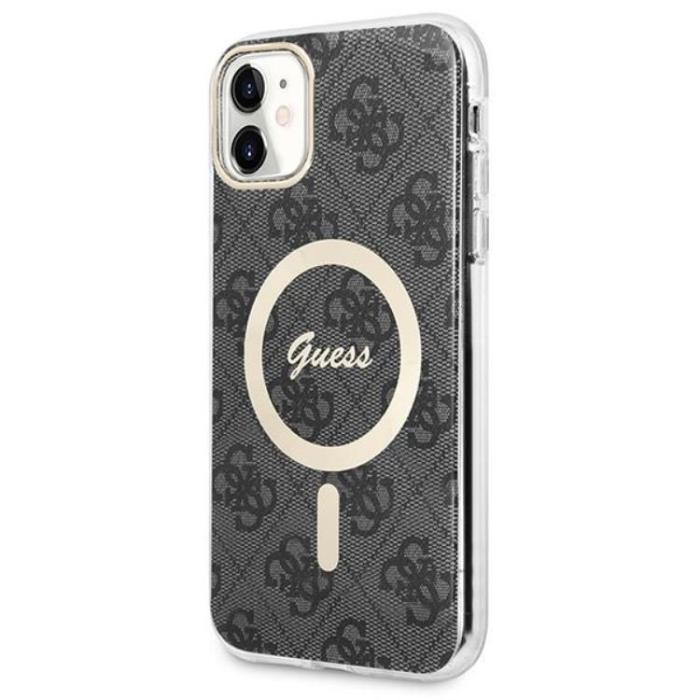 Guess - Guess iPhone 11 Magsafe Skal Print + Trådlös Laddare - Svart