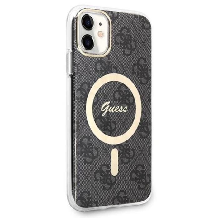 Guess - Guess iPhone 11 Magsafe Skal Print + Trådlös Laddare - Svart