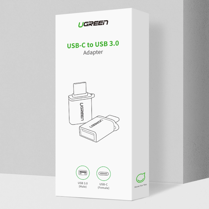 Ugreen - Ugreen USB-C till USB-A Adapter Med Snodd - Grå
