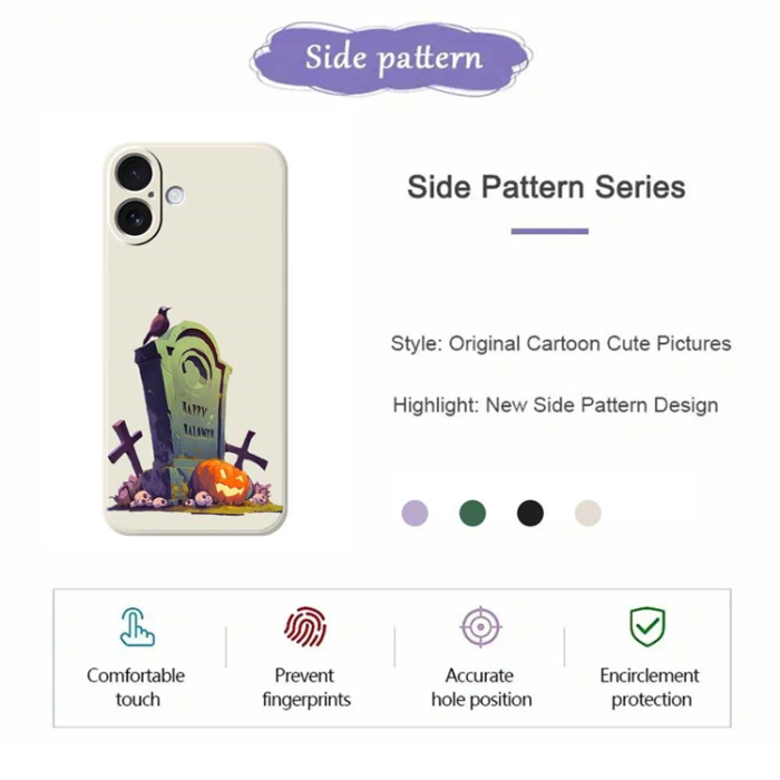 A-One Brand - iPhone 17 Mobilskal med Halloween Tombstone Pattern TPU - Svart