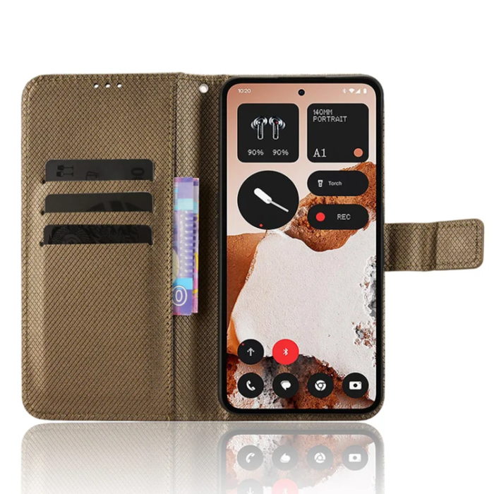 A-One Brand - Nothing CMF Phone 2 Pro Plånboksfodral Diamond Läder - Brun