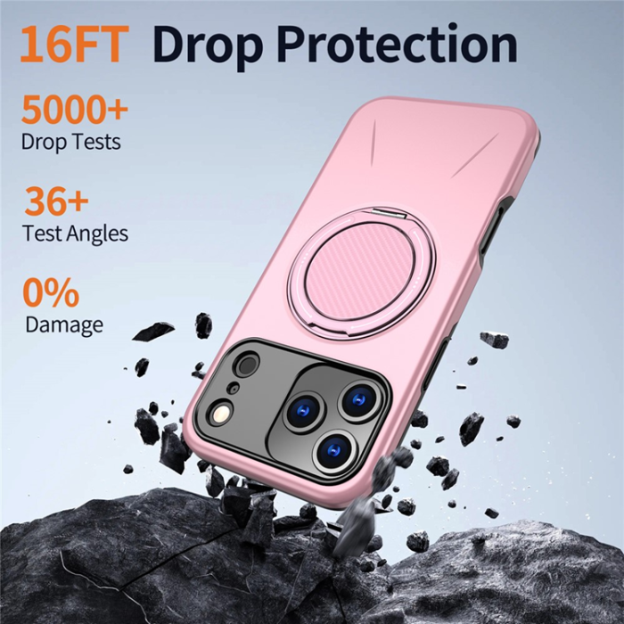 A-One Brand - iPhone 17 Pro Mobilskal MagSafe Rotating Kickstand - Rosa