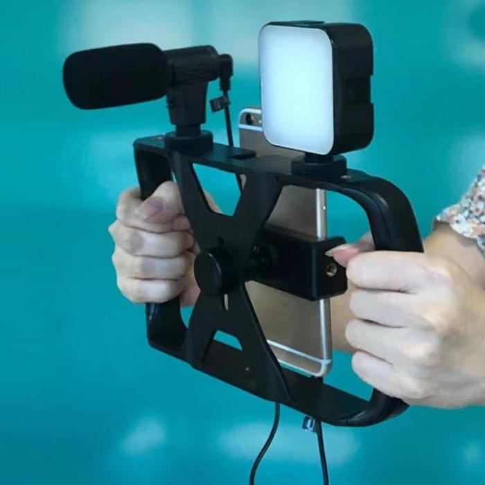 OEM - Selfiestick med Stativ för Livesändning med LED-blixt och Mikrofon
